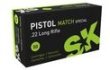 .22 lr - SK Pistol Match Special - 40 gr Solid Lead, 1130 fps. Precision made cartridge for handguns requiring higher velocity for reliable cycling.