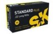 .22 lr - SK Standard Plus - 40 gr Solid Lead, 1050 fps. Waxed ammunition for use in rifle and pistol disciplines.