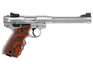 Ruger Mark IV Hunter Stainless Steel with Target Grip - .22lr - 2 x 10 round magazines, 174mm fluted bull barrel, adjustable rear sight with fibre optic front sight.